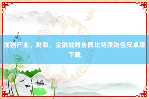 加强产业、财政、金融战略协同比特派钱包安卓版下载