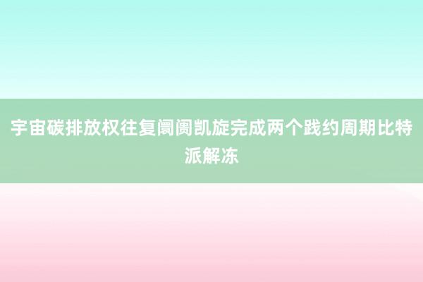宇宙碳排放权往复阛阓凯旋完成两个践约周期比特派解冻