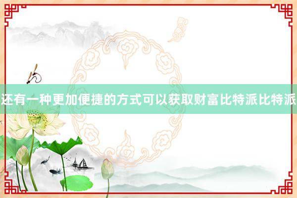 还有一种更加便捷的方式可以获取财富比特派比特派