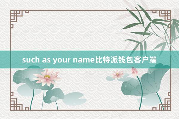 such as your name比特派钱包客户端