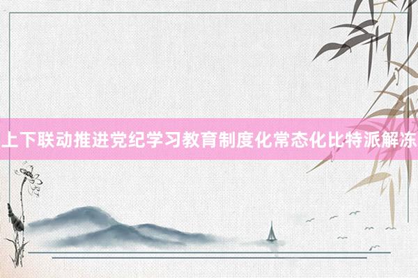 上下联动推进党纪学习教育制度化常态化比特派解冻