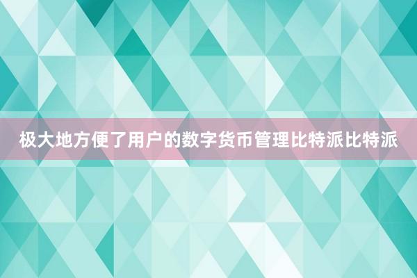 极大地方便了用户的数字货币管理比特派比特派