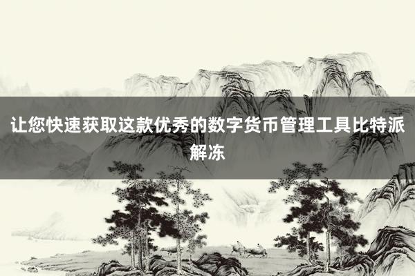 让您快速获取这款优秀的数字货币管理工具比特派解冻