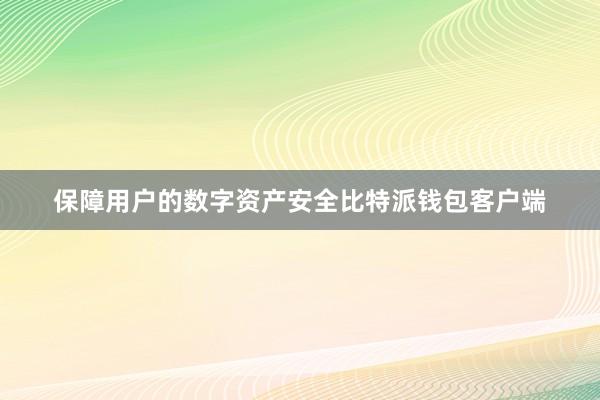 保障用户的数字资产安全比特派钱包客户端