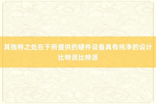 其独特之处在于所提供的硬件设备具有纯净的设计比特派比特派