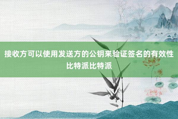 接收方可以使用发送方的公钥来验证签名的有效性比特派比特派