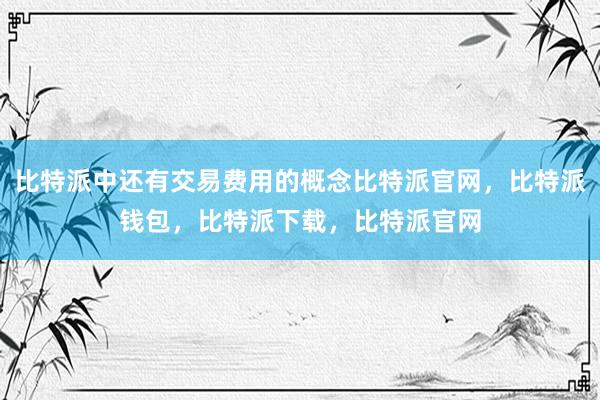 比特派中还有交易费用的概念比特派官网，比特派钱包，比特派下载，比特派官网
