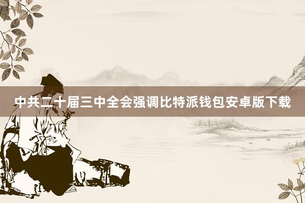 中共二十届三中全会强调比特派钱包安卓版下载