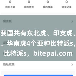 我国共有东北虎、印支虎、孟加拉虎、华南虎4个亚种比特派s，bitepai.com